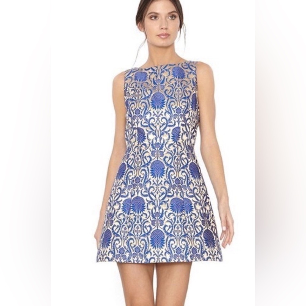 Alice + Olivia Blue and White Floral Mini Dress